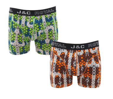 H247-30065 2-pack Heren Boxershort  met print groen/oranje