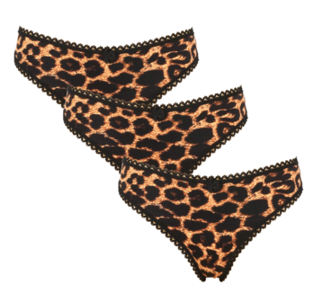 3-pack Dames string met animal print 