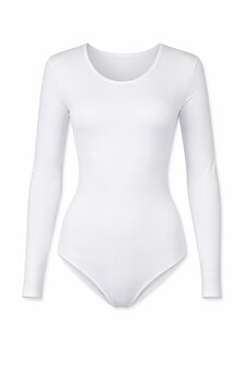Dames katoenen body met lange mouw Wit
