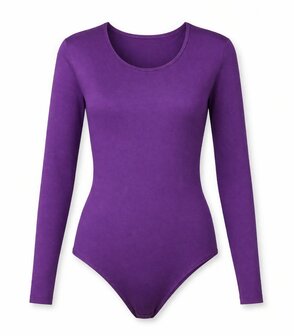 Dames katoenen body met lange mouw Paars