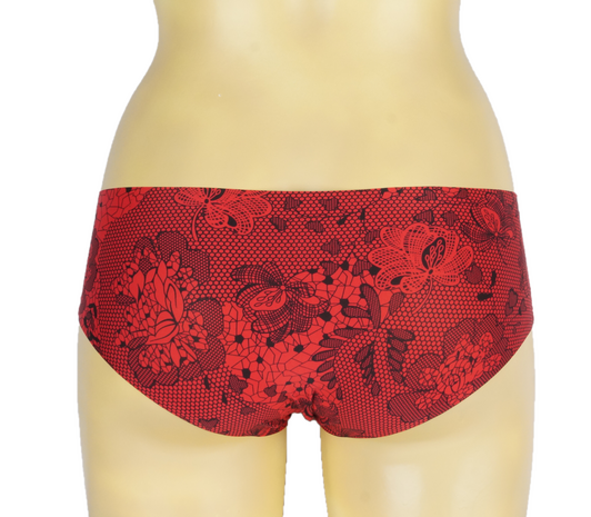 6-pack Naadloze dames Hipster met bloemmotief Rood