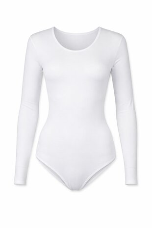 Dames katoenen body met lange mouw Wit