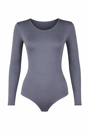 Dames body met lange mouw slipmodel Grijs