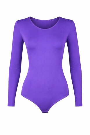 Dames body met lange mouw slipmodel Paars