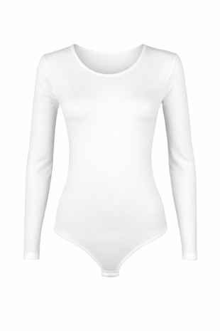 Dames body met lange mouw slipmodel Wit