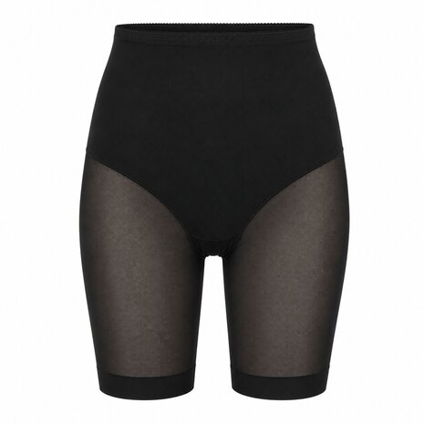 Dames tailleslip met lange pijp lichtcorrigerend invisible Zwart