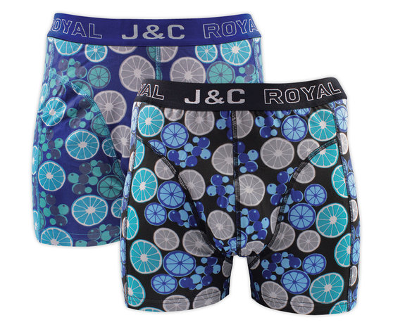 H237-30053 2-pack Heren Boxershort Limoentjes Petrol/Blauw