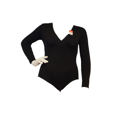 Dames overslag body met lange mouw Zwart