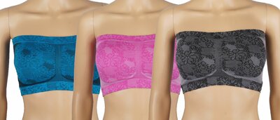 3-pack Dames Bandeau met verwijderbare cups J&C assorti