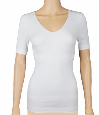 Dames lichtcorrigerend hemd met korte mouw Wit