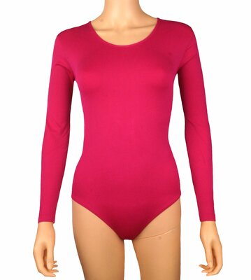 Dames body met Lange mouw slipmodel Fuchsia