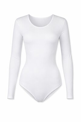 Dames katoenen body met lange mouw Wit