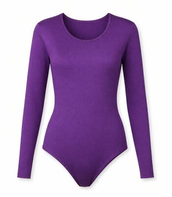 Dames katoenen body met lange mouw Paars