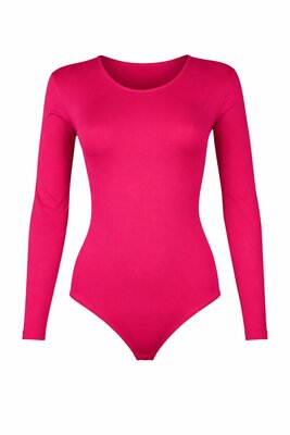 Dames body met Lange mouw slipmodel Fuchsia
