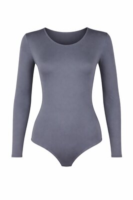 Dames body met lange mouw slipmodel Grijs